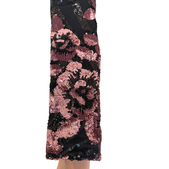 Dress The Population $398 Bodycon Rose Sequined V-Neck Whimsigoth Party Dress L - Picture 8 of 16